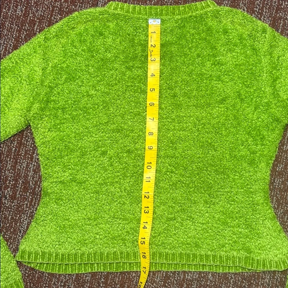 Vintage Limited Too V-Neck cropped Sweater chartreuse textured grail sweater XS - Picture 9 of 10